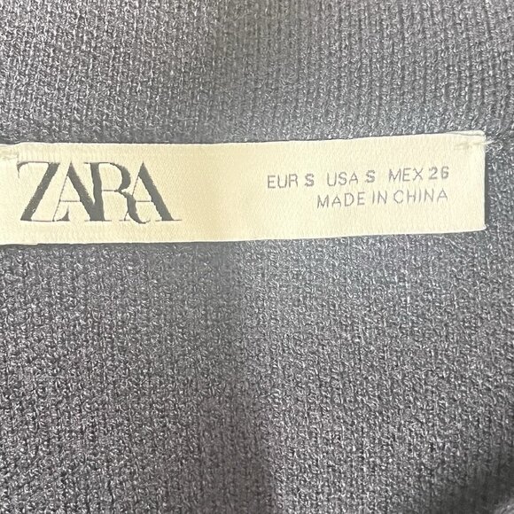 Zara Mock Neck Navy Blue Sweater Zipper Stripe Sz S - Picture 2 of 4